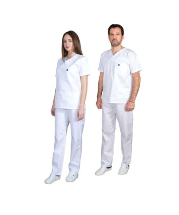Alezi Σετ Παντελόνι & Μπλούζα Unisex σε Λευκό Χρώμα SCRUB-UNISEX-WHITE